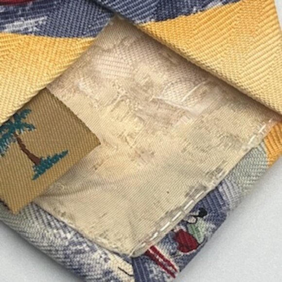 Tommy Bahama Necktie Off Island Collection Silk Yellow Surfer Tie Made USA - Picture 10 of 11